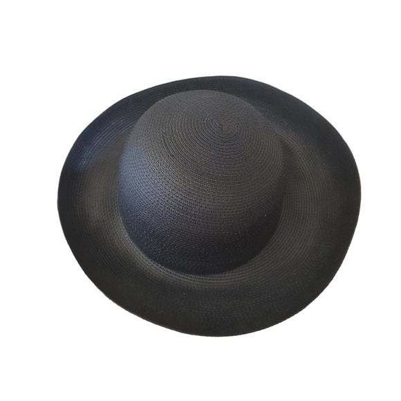 Vintage Street Smart by Betmar Black Straw Kettle Brim Hat - Picture 3 of 5